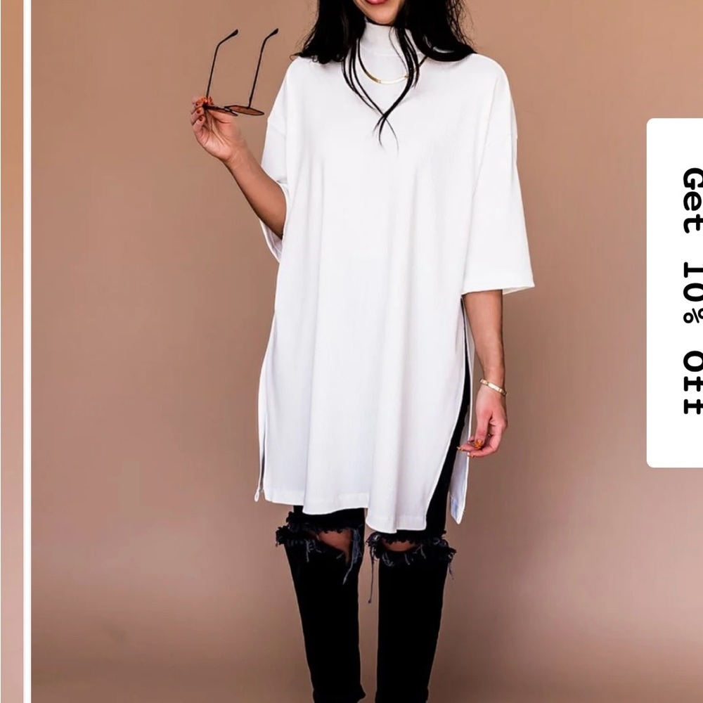 Dressed in LALA Icon Mock Neck Top in White